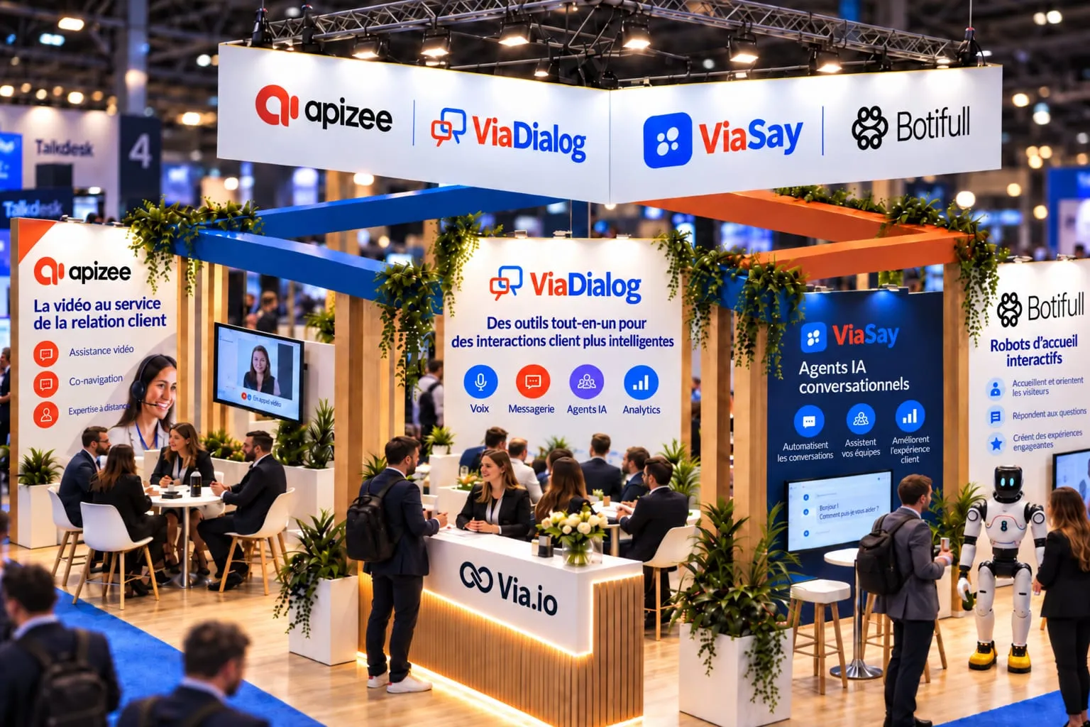 Le stand d'Apizee, ViaDialog, ViaSay et Botifull sur un salon